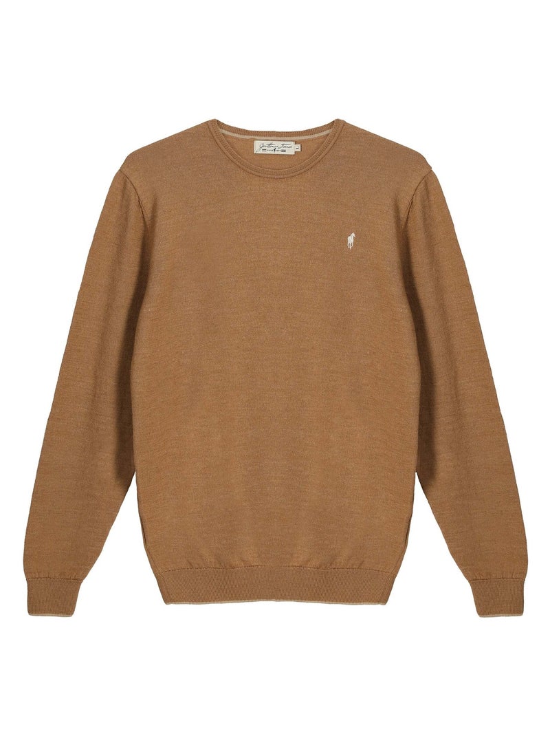 Gentleman Farmer - Pulls col rond  en laine PAIGE Camel - Kiabi