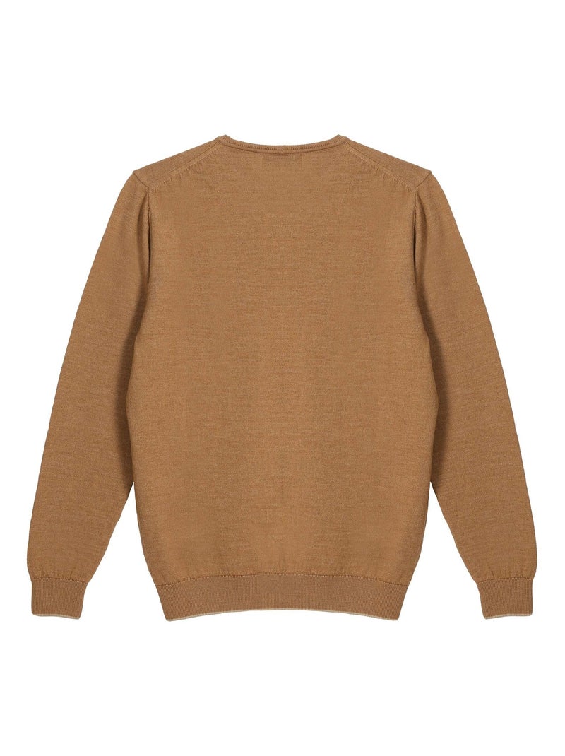 Gentleman Farmer - Pulls col rond  en laine PAIGE Camel - Kiabi