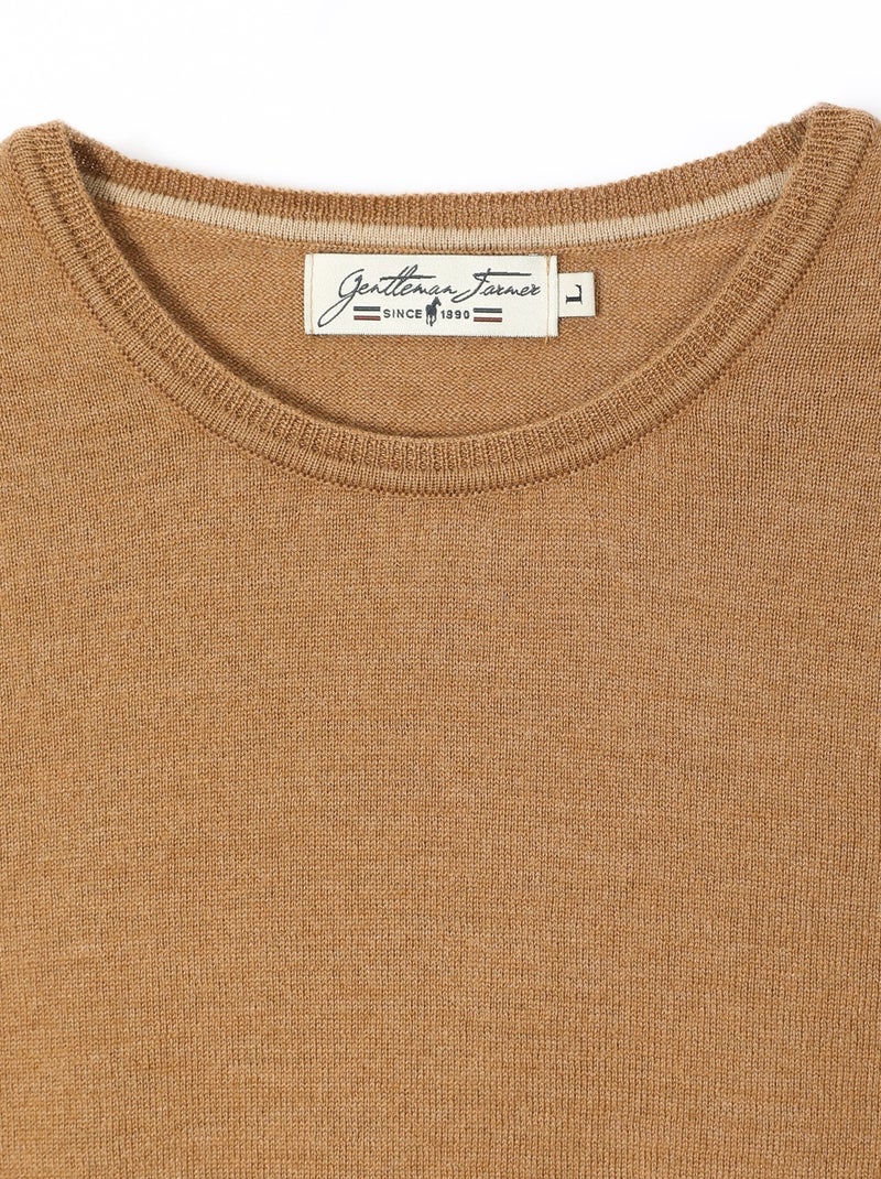 Gentleman Farmer - Pulls col rond  en laine PAIGE Camel - Kiabi