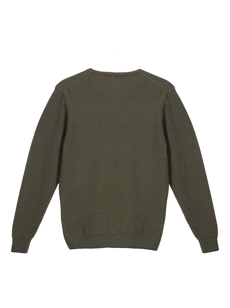 Gentleman Farmer - Pulls col rond  en laine PAIGE Vert - Kiabi