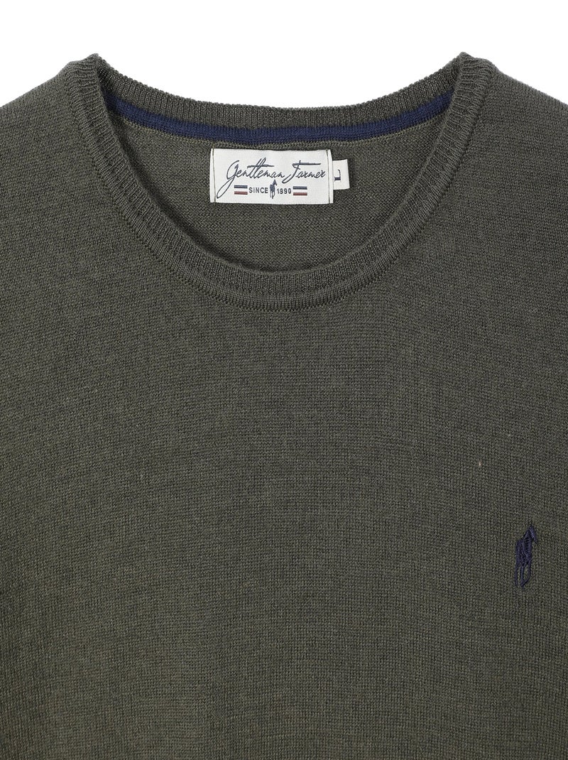 Gentleman Farmer - Pulls col rond  en laine PAIGE Vert - Kiabi