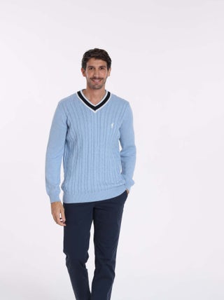 Gentleman Farmer - Pulls col v  en coton PAULIN