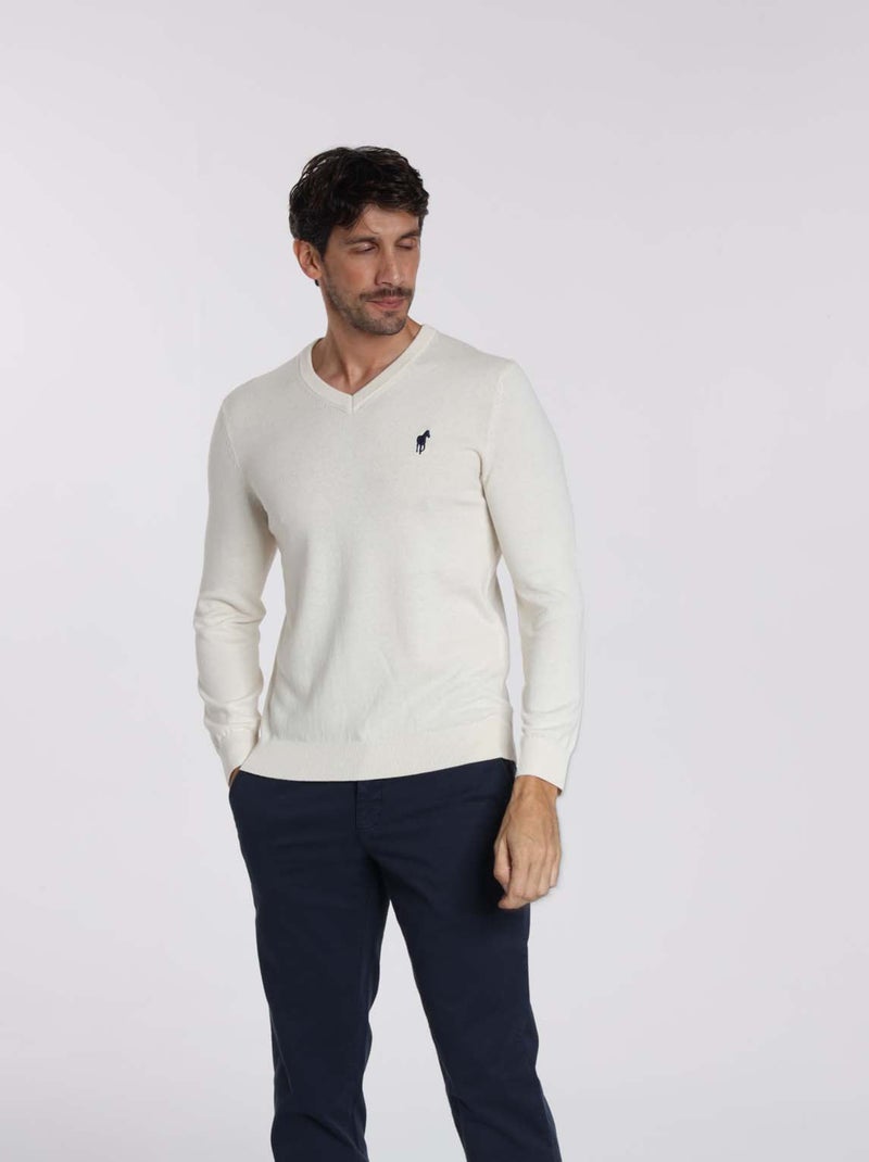 Gentleman Farmer - Pulls col v  en coton PITT Beige - Kiabi
