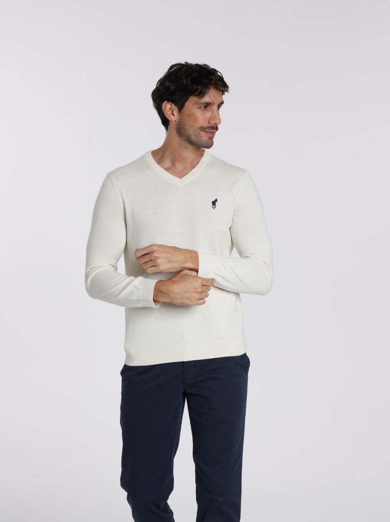 Gentleman Farmer - Pulls col v  en coton PITT Beige - Kiabi