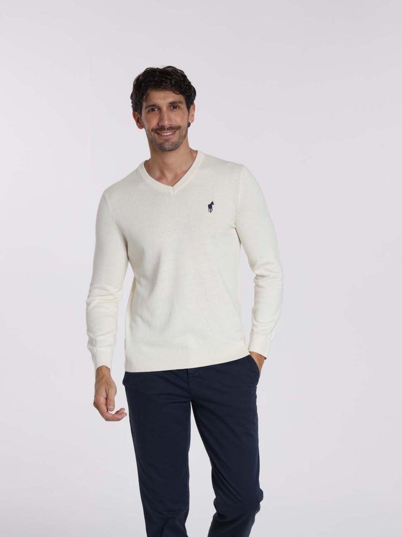 Gentleman Farmer - Pulls col v  en coton PITT Beige - Kiabi