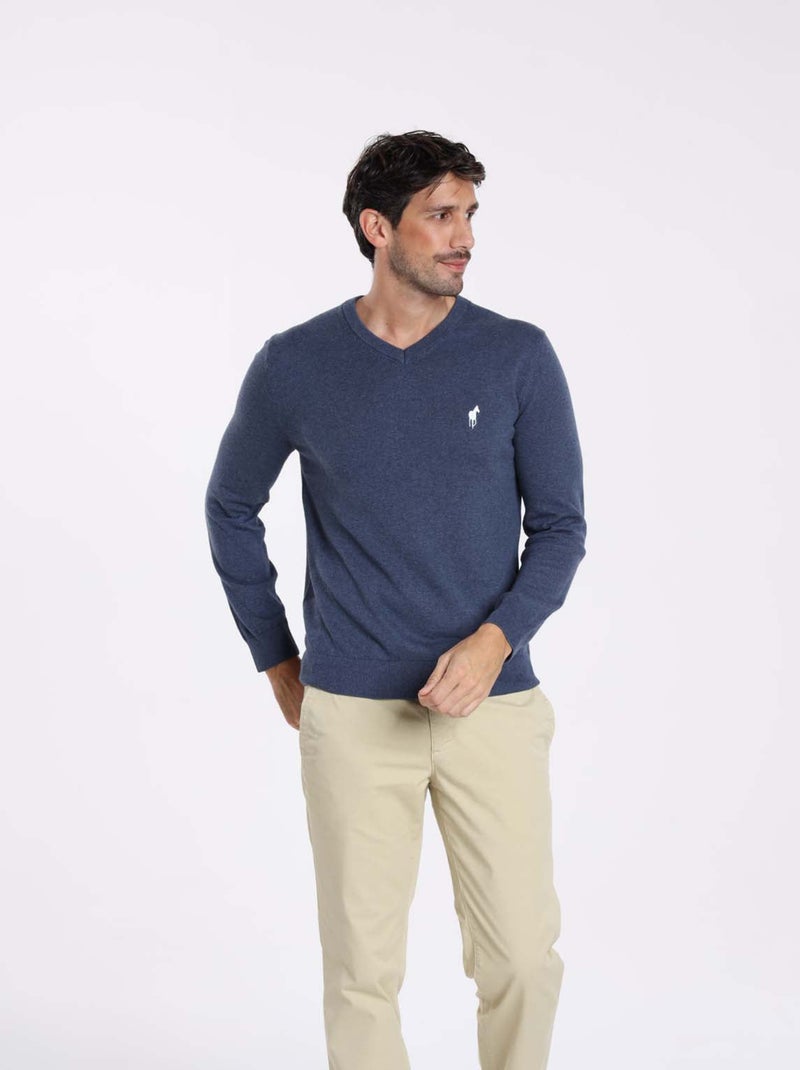 Gentleman Farmer - Pulls col v  en coton PITT Bleu clair - Kiabi
