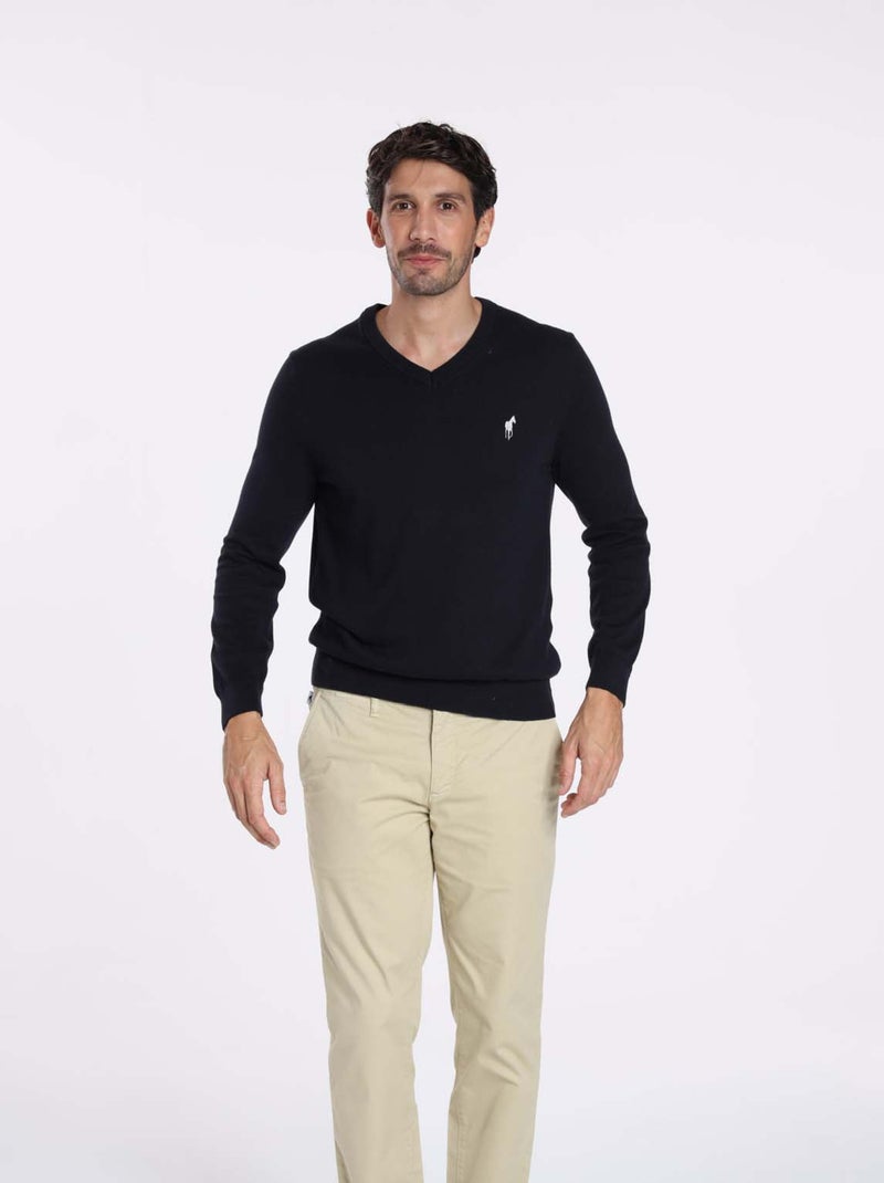 Gentleman Farmer - Pulls col v  en coton PITT Bleu marine - Kiabi