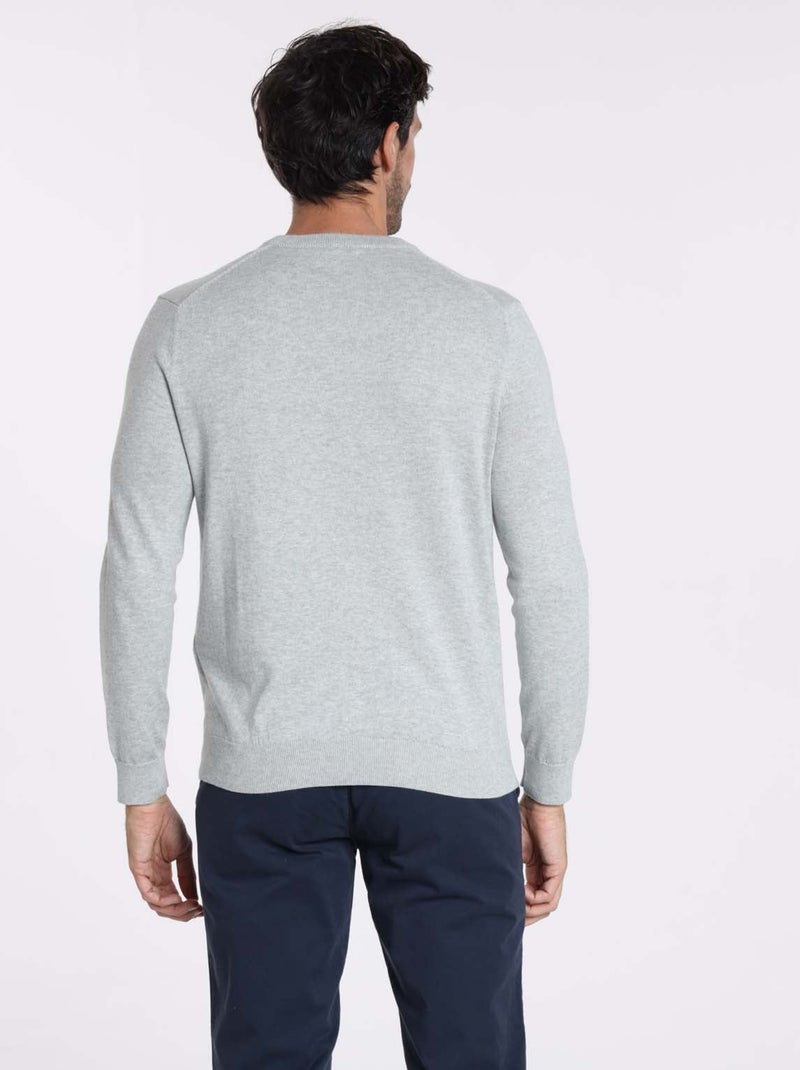 Gentleman Farmer - Pulls col v  en coton PITT Gris chiné - Kiabi