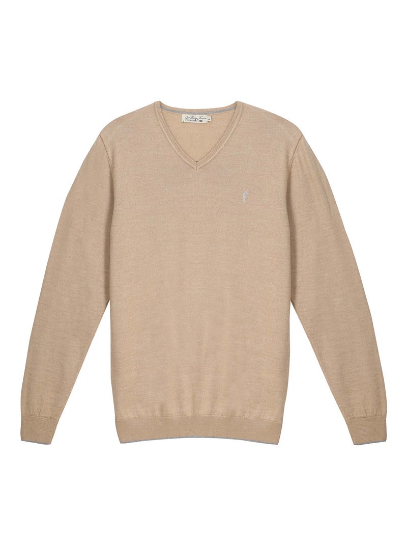 Gentleman Farmer - Pulls col v  en laine PEARL Beige - Kiabi