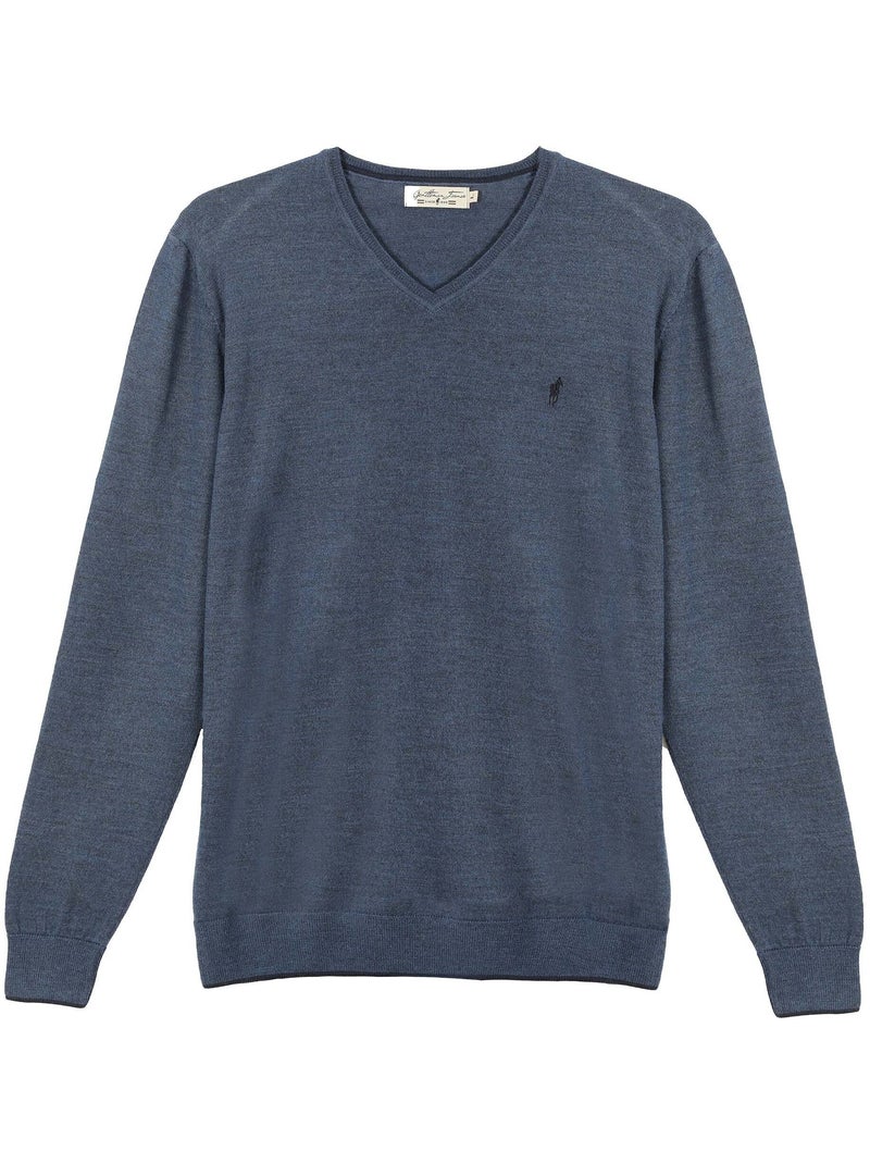 Gentleman Farmer - Pulls col v  en laine PEARL Bleu - Kiabi