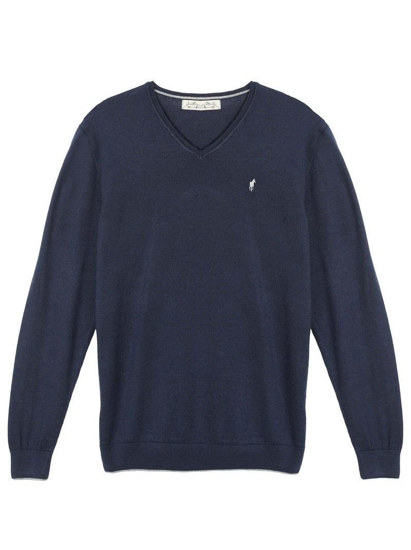 Gentleman Farmer - Pulls col v  en laine PEARL Bleu marine - Kiabi