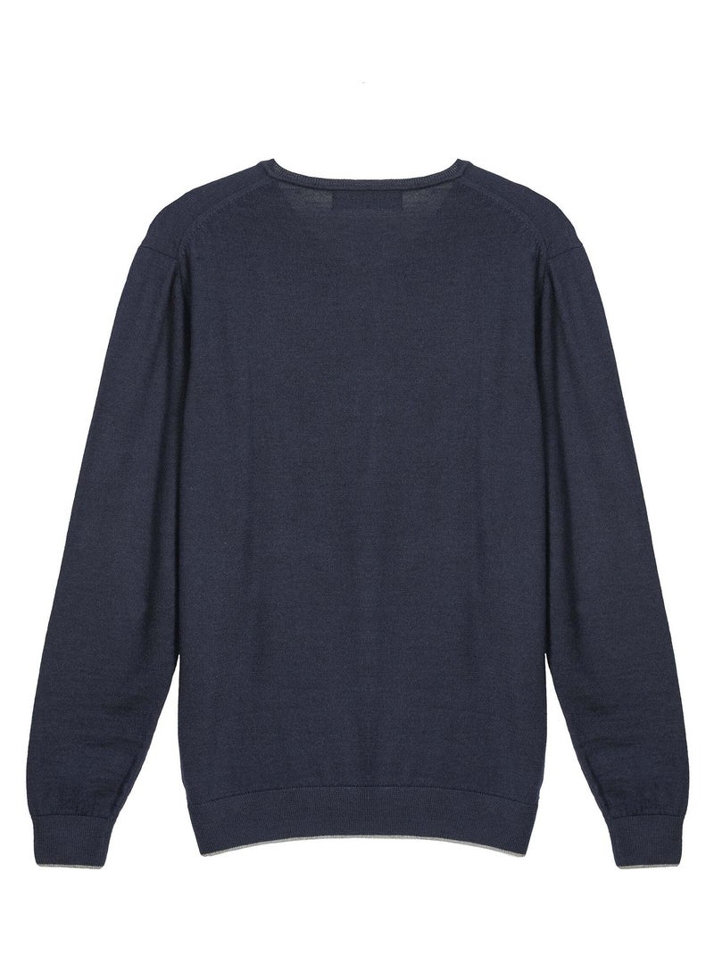 Gentleman Farmer - Pulls col v  en laine PEARL Bleu marine - Kiabi