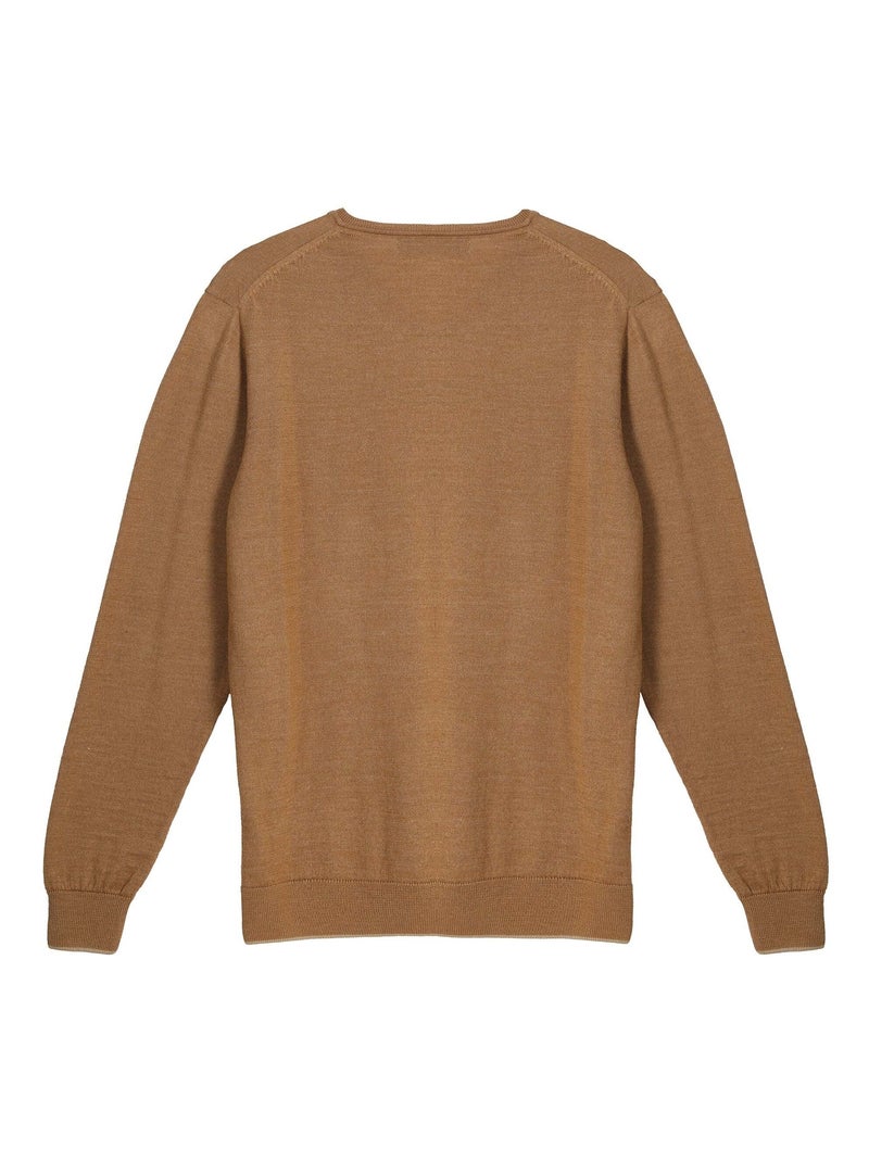Gentleman Farmer - Pulls col v  en laine PEARL Camel - Kiabi