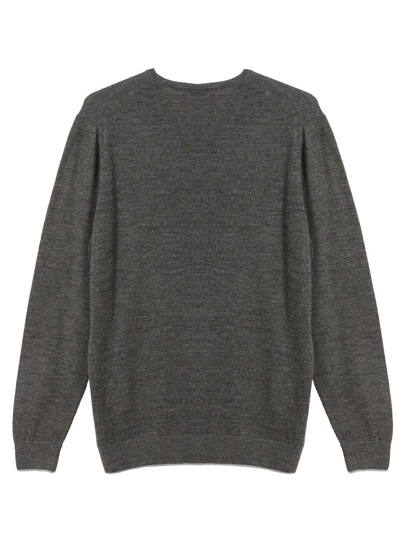 Gentleman Farmer - Pulls col v  en laine PEARL gris anthracite - Kiabi