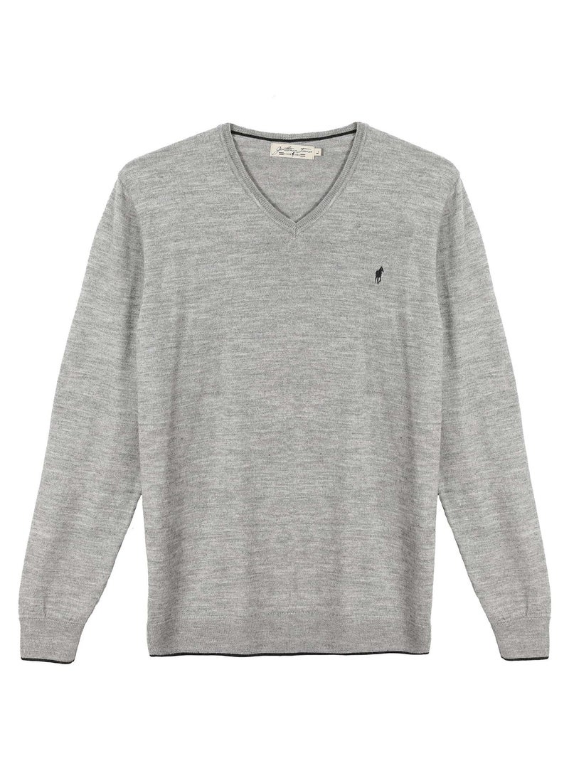 Gentleman Farmer - Pulls col v  en laine PEARL Gris - Kiabi
