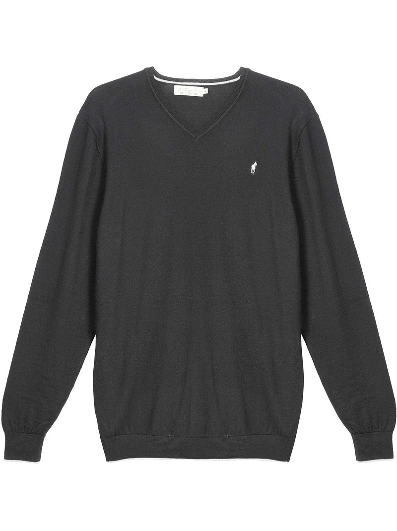 Gentleman Farmer - Pulls col v  en laine PEARL Noir - Kiabi