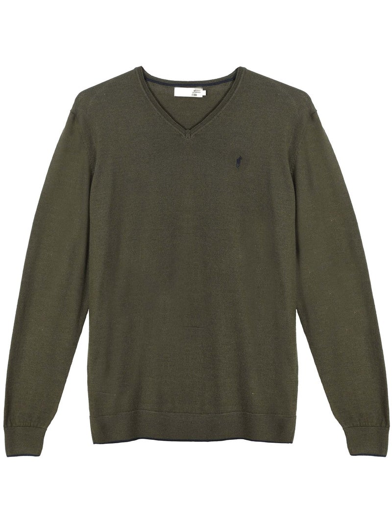 Gentleman Farmer - Pulls col v  en laine PEARL Vert - Kiabi