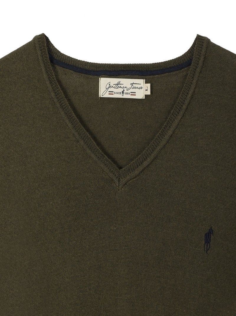 Gentleman Farmer - Pulls col v  en laine PEARL Vert - Kiabi