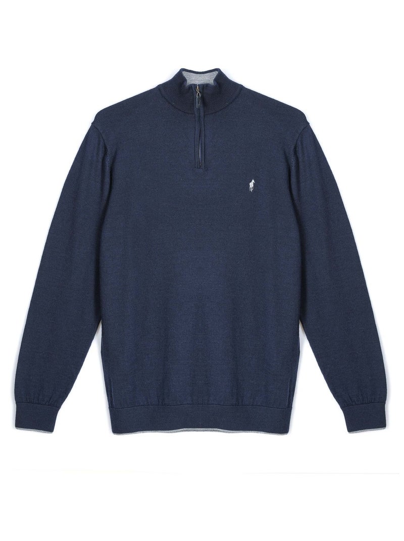Gentleman Farmer - Pulls col zip  en laine PIERCE Bleu marine - Kiabi