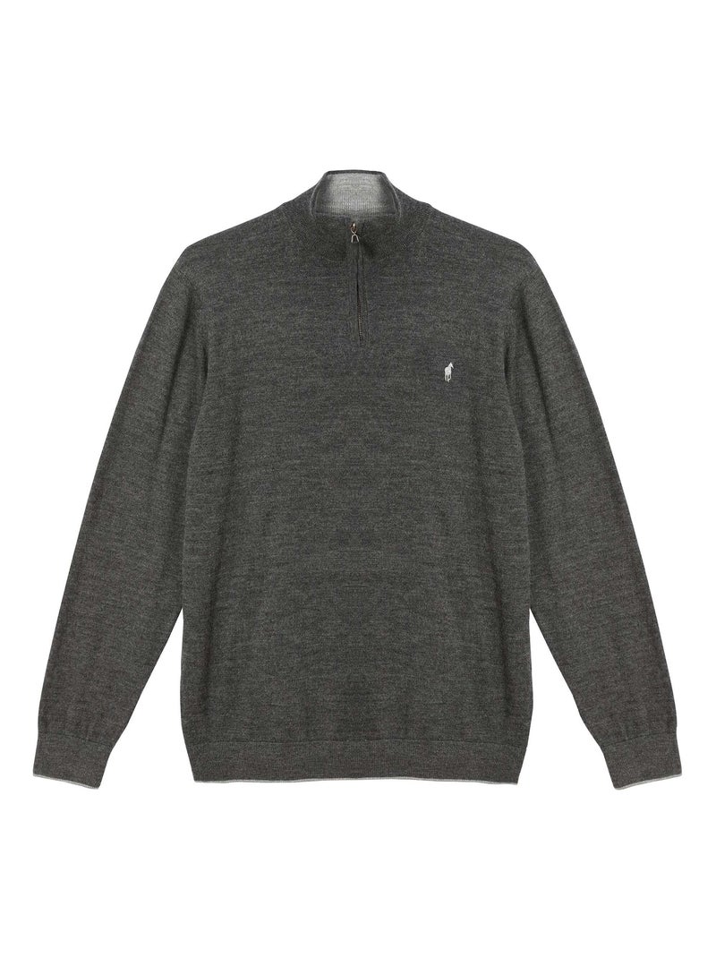 Gentleman Farmer - Pulls col zip  en laine PIERCE gris anthracite - Kiabi