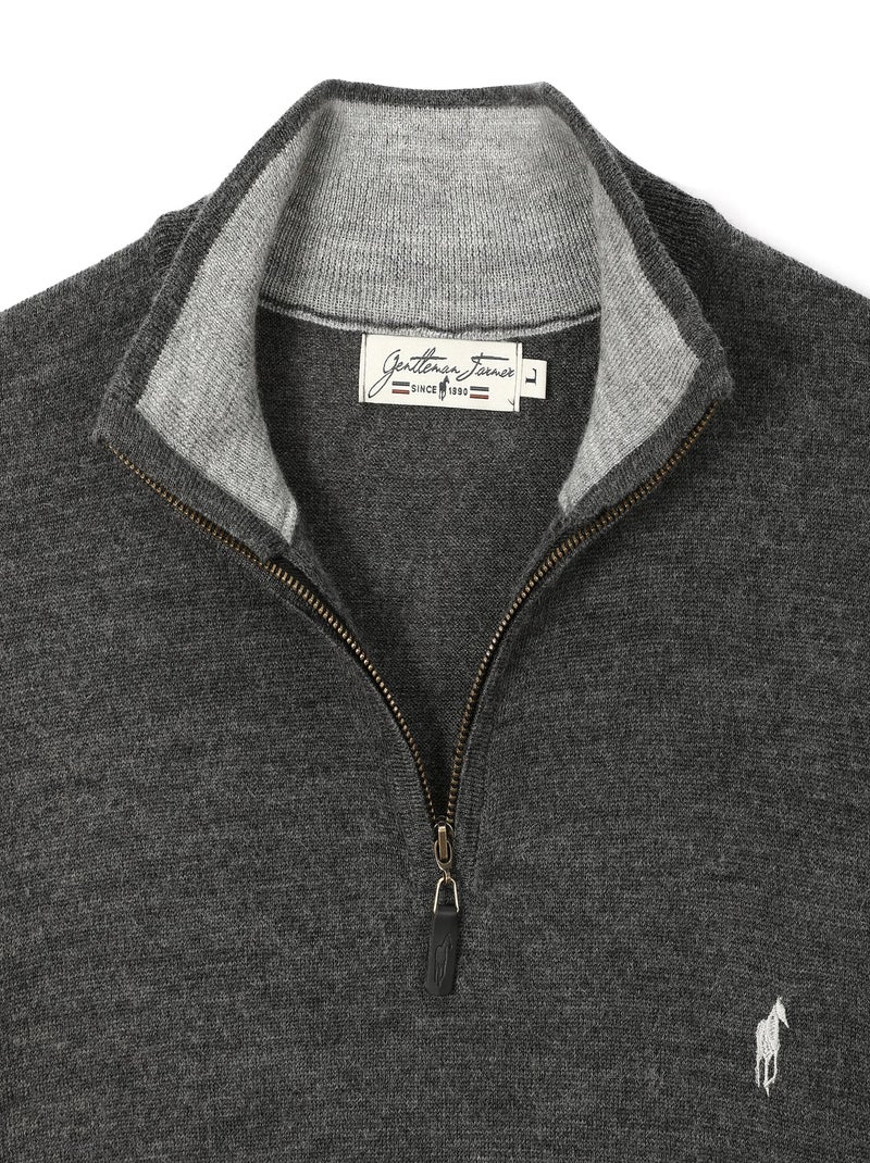 Gentleman Farmer - Pulls col zip  en laine PIERCE gris anthracite - Kiabi