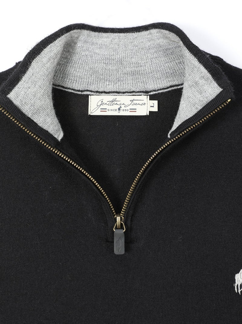 Gentleman Farmer - Pulls col zip  en laine PIERCE Noir - Kiabi