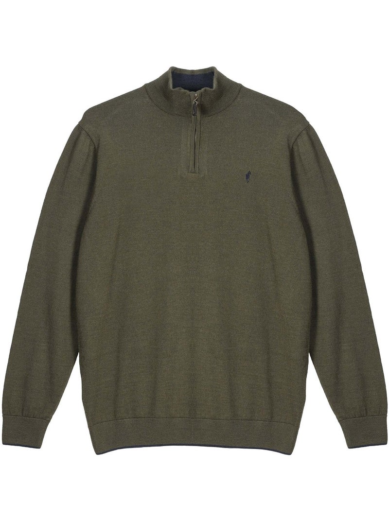 Gentleman Farmer - Pulls col zip  en laine PIERCE Vert - Kiabi