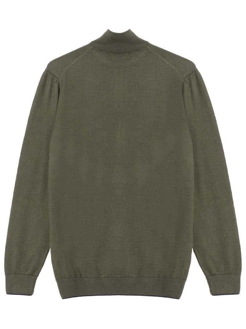 Gentleman Farmer - Pulls col zip  en laine PIERCE Vert - Kiabi