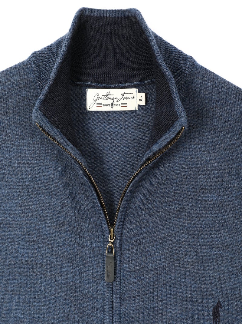 Gentleman Farmer - Pulls col zip  en laine PIPER Bleu - Kiabi