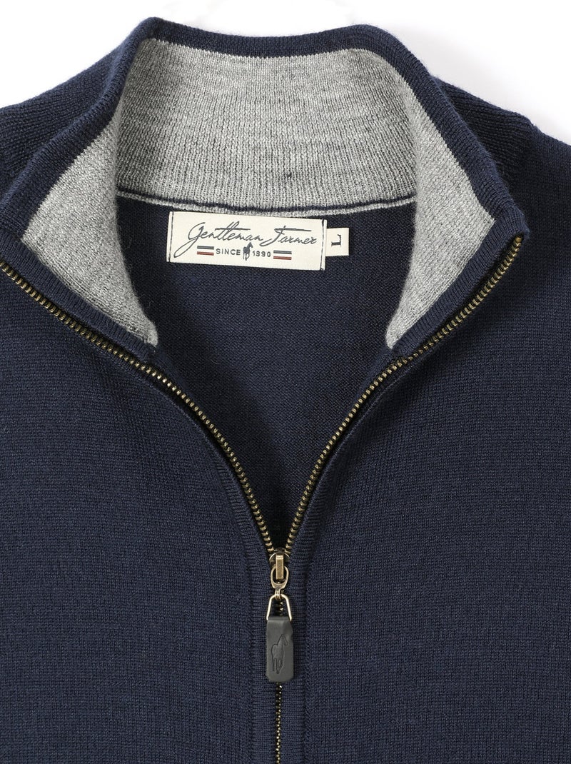 Gentleman Farmer - Pulls col zip  en laine PIPER Bleu marine - Kiabi