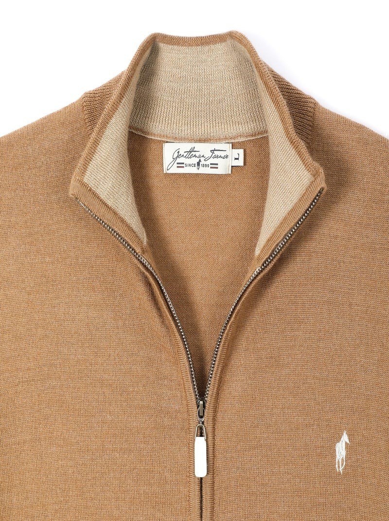 Gentleman Farmer - Pulls col zip  en laine PIPER Camel - Kiabi