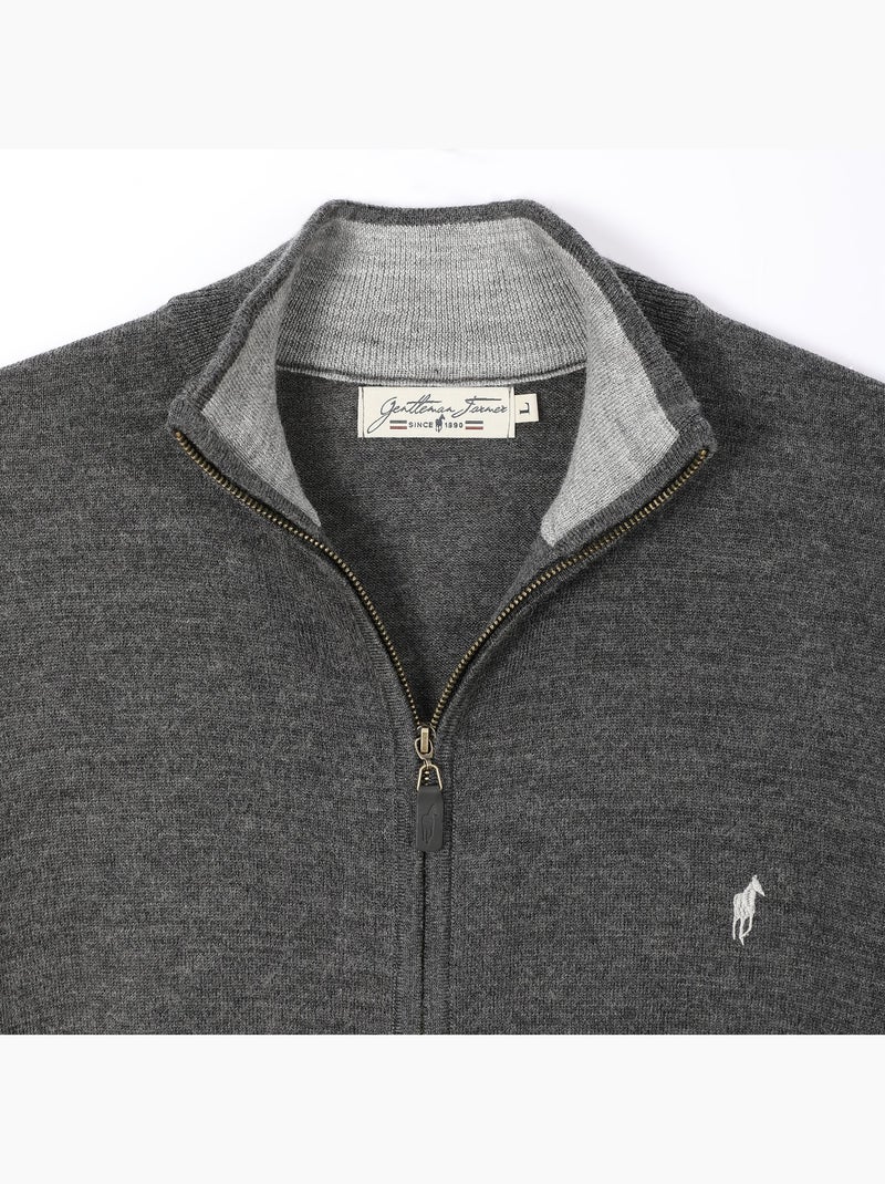 Gentleman Farmer - Pulls col zip  en laine PIPER gris anthracite - Kiabi