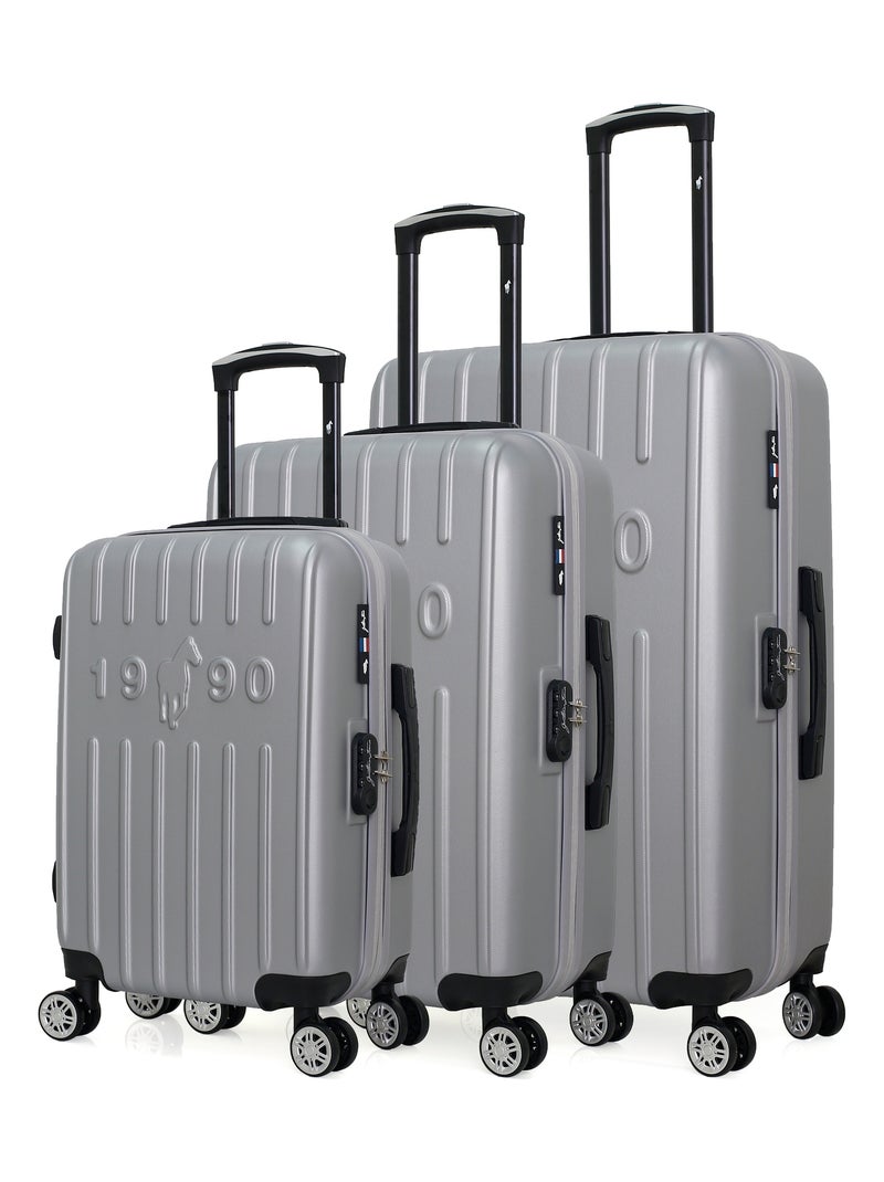 GENTLEMAN FARMER - Set de 3 Valises ARCHIE 75 cm 4 Roues Gris - Kiabi