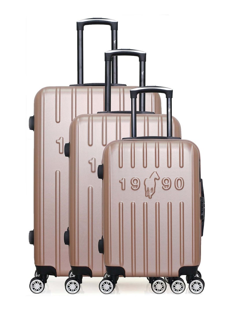GENTLEMAN FARMER - Set de 3 Valises ARCHIE 75 cm 4 Roues Rose clair - Kiabi