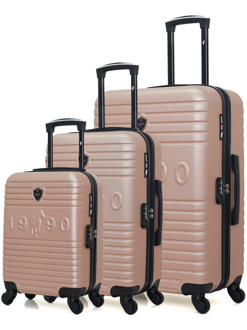 GENTLEMAN FARMER - Set de 3 Valises FRED-A 70 cm 4 Roues Rose Métal - Kiabi