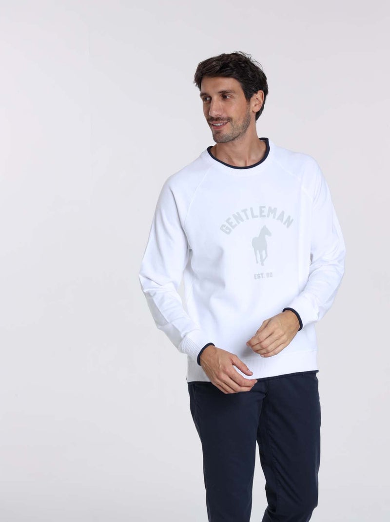 Gentleman Farmer - Sweat manches longues coton SENLIS Blanc - Kiabi