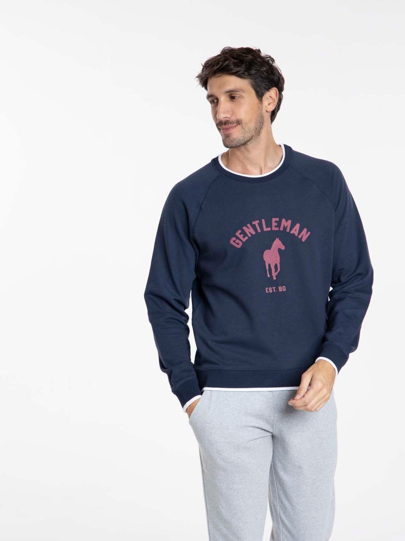 Gentleman Farmer - Sweat manches longues coton SENLIS Bleu marine - Kiabi