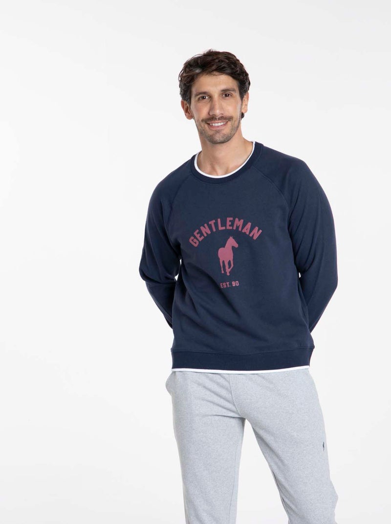 Gentleman Farmer - Sweat manches longues coton SENLIS Bleu marine - Kiabi