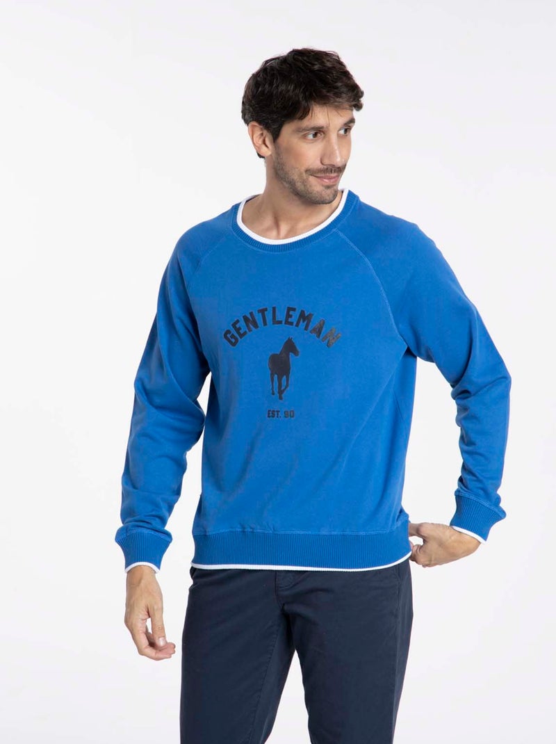 Gentleman Farmer - Sweat manches longues coton SENLIS Bleu roi - Kiabi