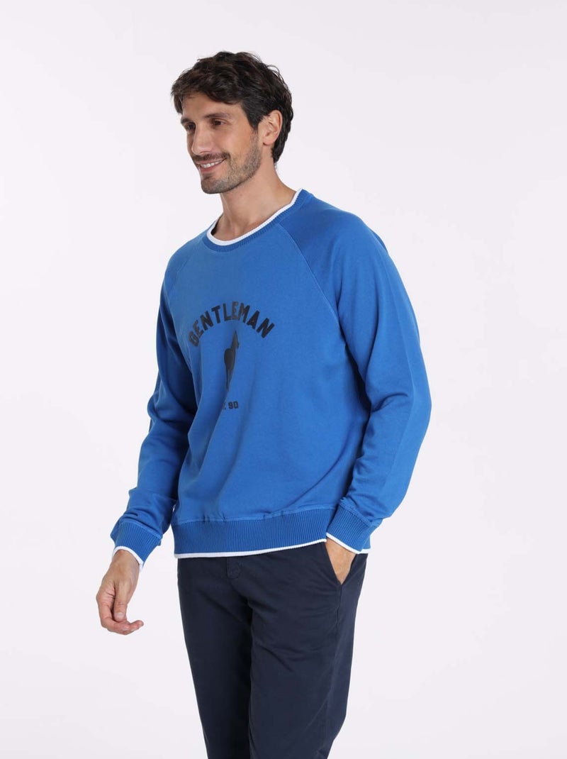 Gentleman Farmer - Sweat manches longues coton SENLIS Bleu roi - Kiabi