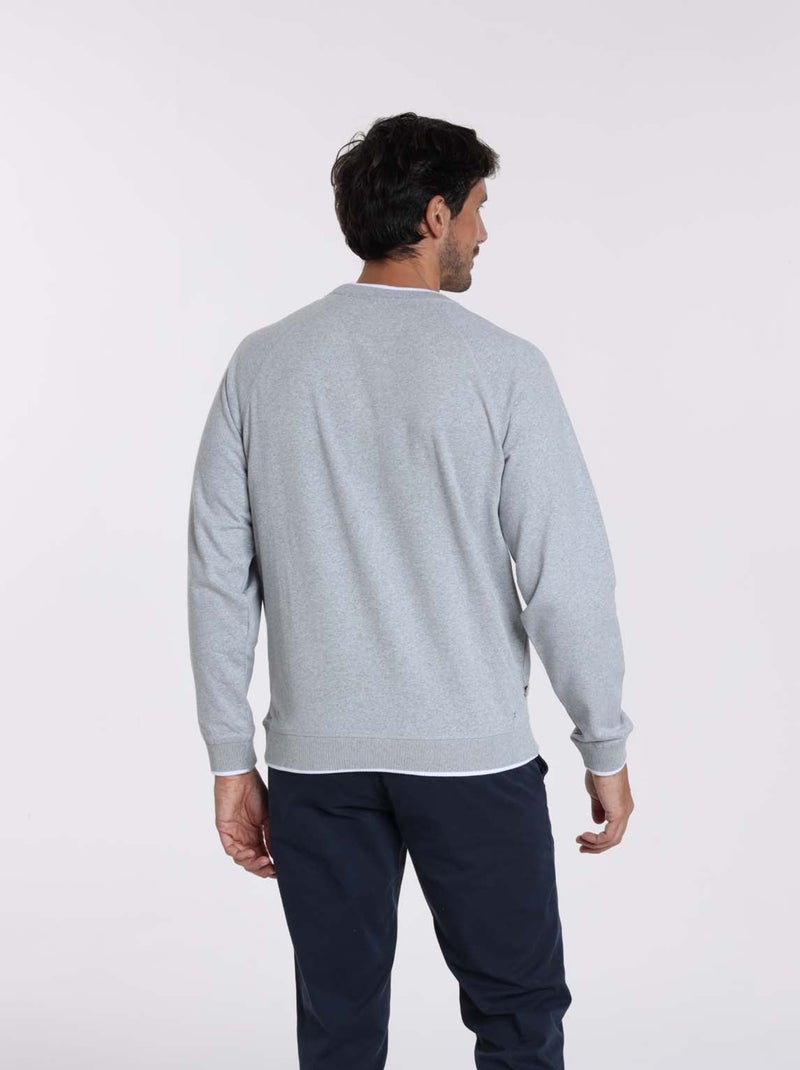 Gentleman Farmer - Sweat manches longues coton SENLIS Gris chiné - Kiabi
