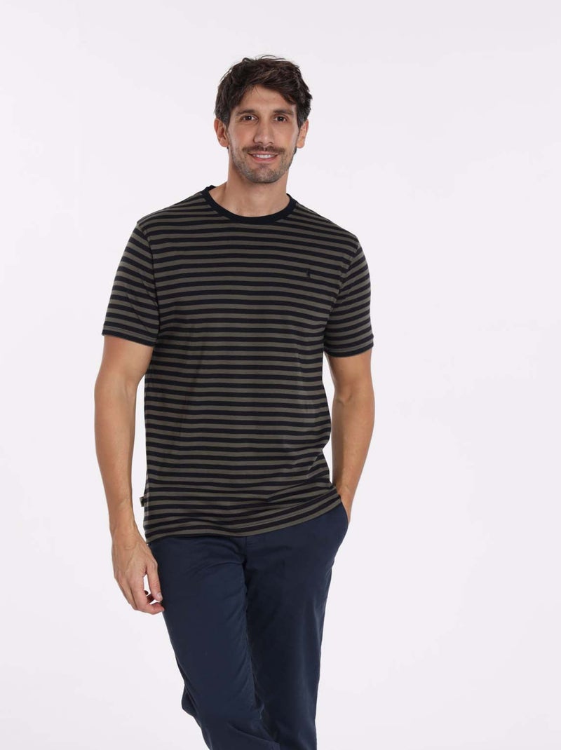 Gentleman Farmer - T-Shirt manches courtes coton TAIPEI Bleu Kaki - Kiabi