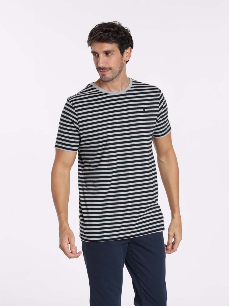 Gentleman Farmer - T-Shirt manches courtes coton TAIPEI Gris Bleu marine Gris - Kiabi