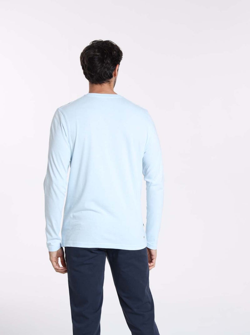 Gentleman Farmer - T-Shirt manches longues coton TOLEDE Bleu ciel - Kiabi