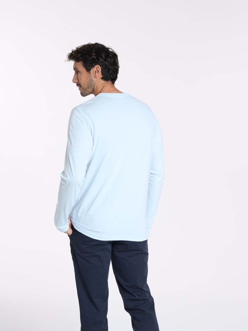 Gentleman Farmer - T-Shirt manches longues coton TOLEDE Bleu ciel - Kiabi