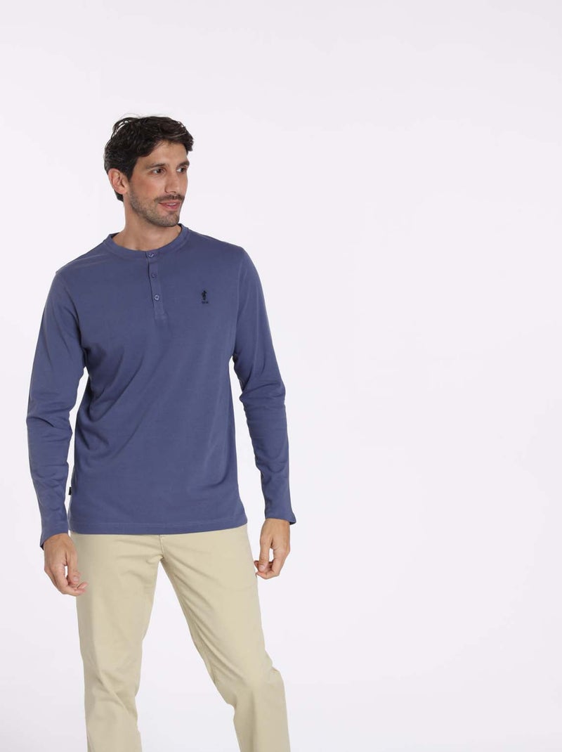 Gentleman Farmer - T-Shirt manches longues coton TOLEDE Bleu - Kiabi