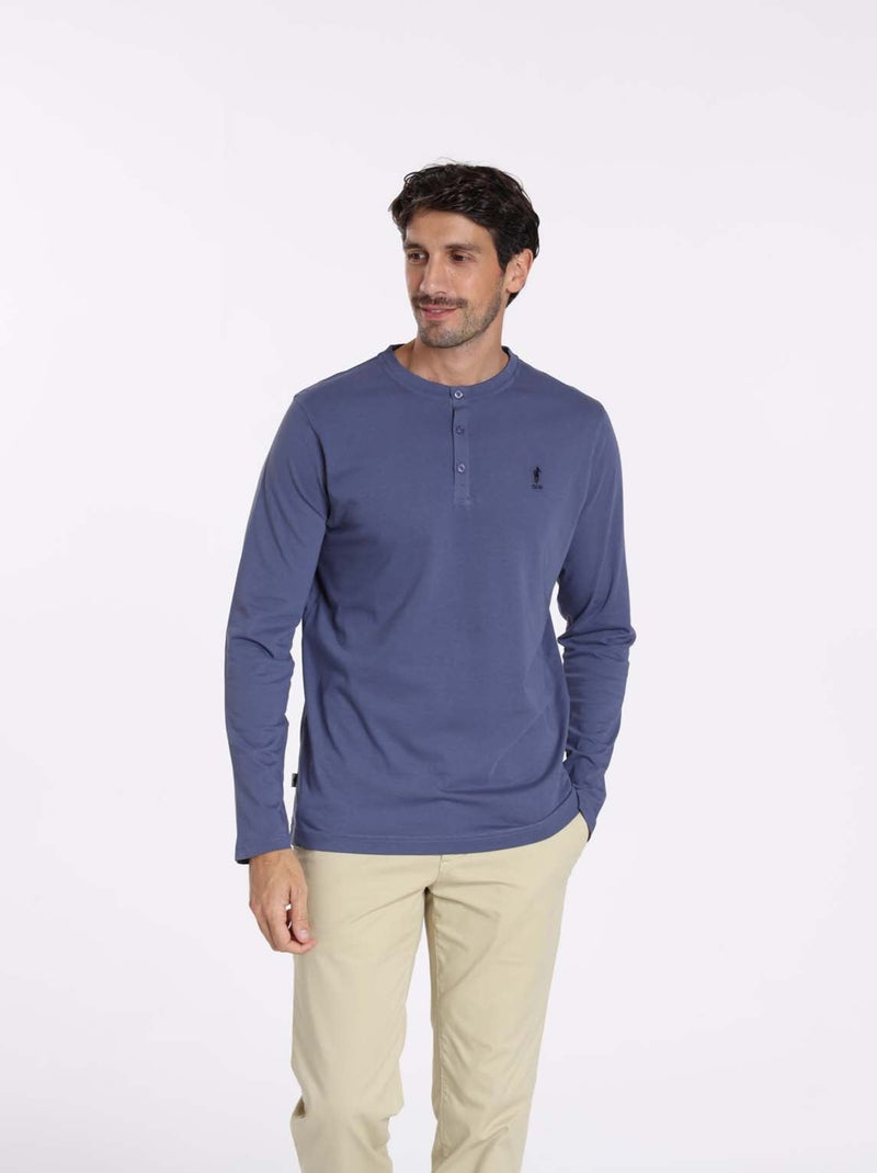 Gentleman Farmer - T-Shirt manches longues coton TOLEDE Bleu - Kiabi