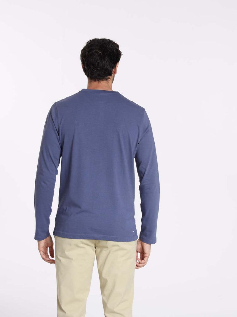 Gentleman Farmer - T-Shirt manches longues coton TOLEDE Bleu - Kiabi