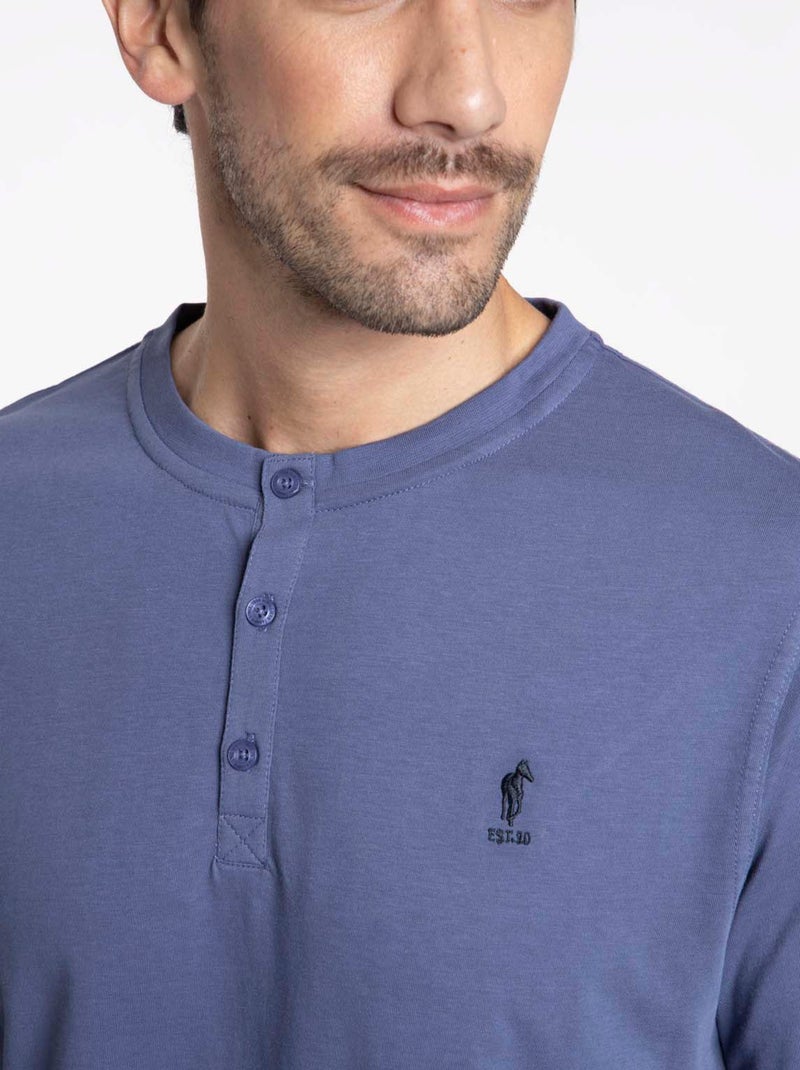 Gentleman Farmer - T-Shirt manches longues coton TOLEDE Bleu - Kiabi