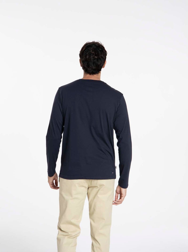 Gentleman Farmer - T-Shirt manches longues coton TOLEDE Bleu marine - Kiabi